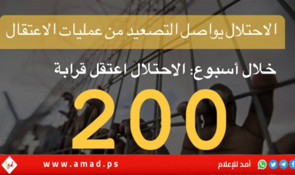 جيش الاحتلال اعتقل قرابة (200) مواطناً من الضفة